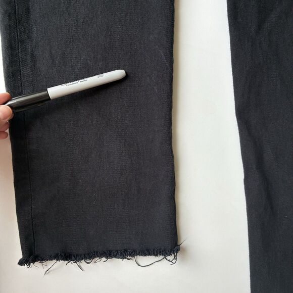 Levi’s Premium Wedgie Straight Leg Jeans Black Raw Hem Womens Size 27 Button Fly - Picture 11 of 16